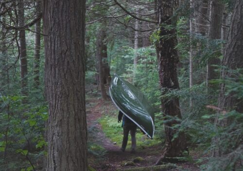 portaging through the backcountry in algonquin park