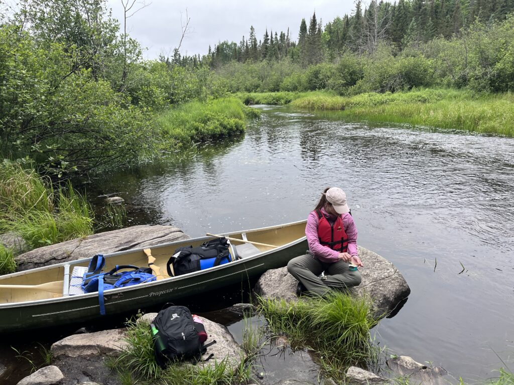 snack break in Algonquin park along portage routes